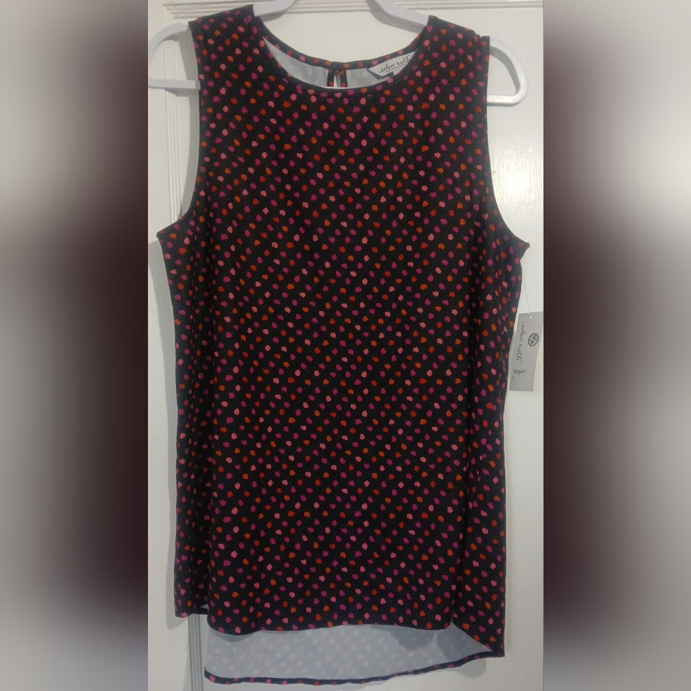 Eden Ruth Vibrant Polka Dot Sleeveless Blouse NWT
